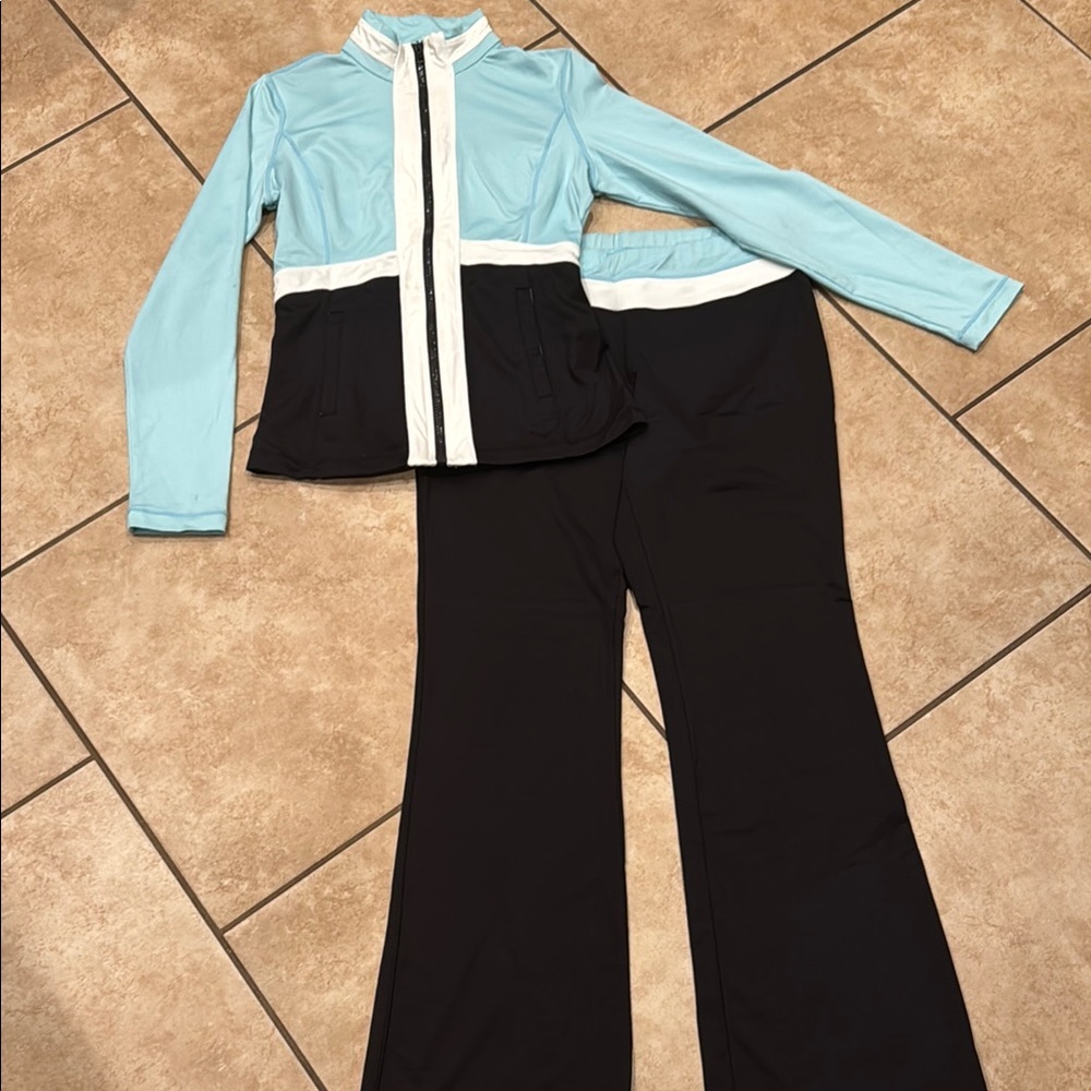 Boston Proper Light Blue and Black Track Suit